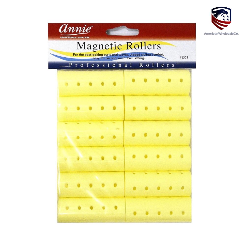 Pack of 12 Annie Magnetic Professional Rollers, yellow -- pack of 1 -- wholesale -- american wholesale co