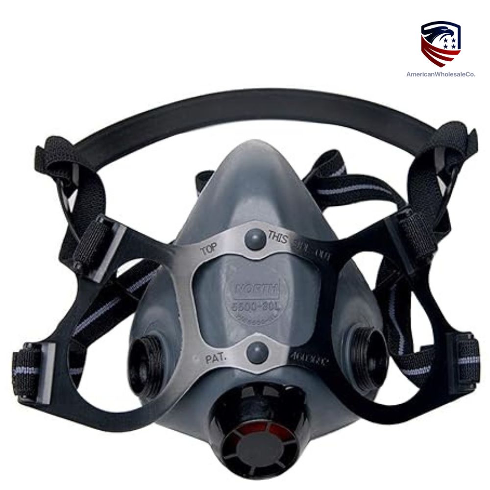 Honeywell North 5500 Half Face Respirator — Medium Size Reusable Safety Mask with Dual Cartridge Ports and Adjustable Harness — wholesale- americanwholesaleco