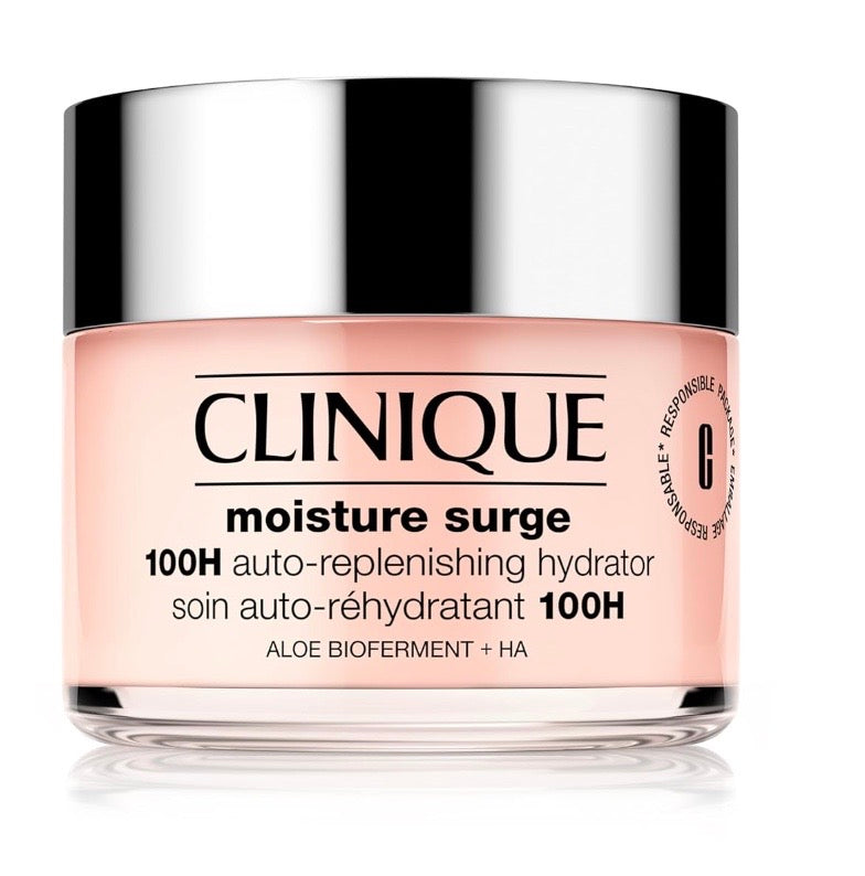 Clinique Moisture Surge 100H Auto-Replenishing Hydrator Oil Free Face Moisturizer With Hyaluronic Acid For All Skin Types | Hydrating + Moisturizing, 4.2 fl. oz.