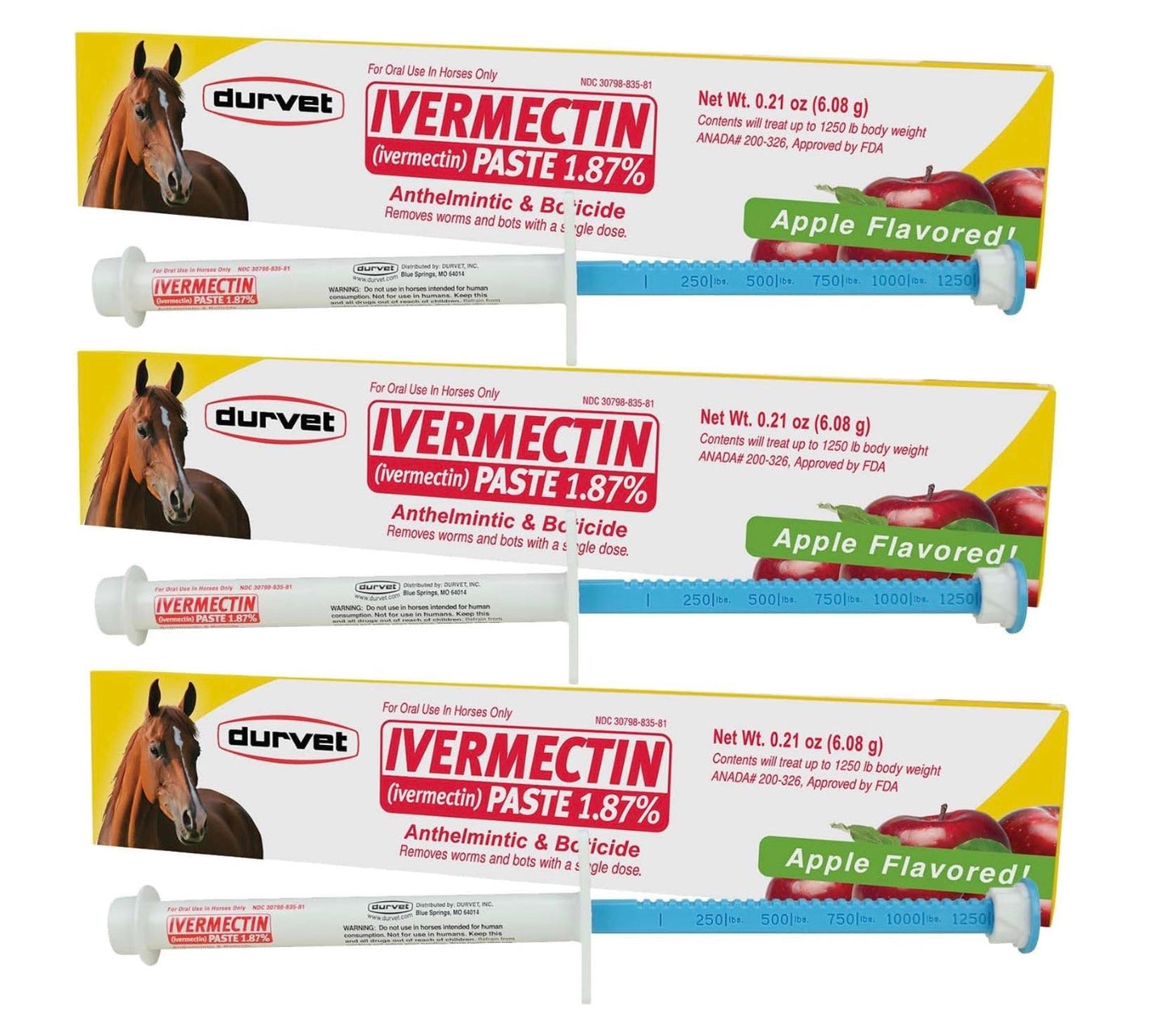 Ivermectin Paste - Horse Wormer 6.08 Grams (3-Pack) + TL Bundles Sticker Included