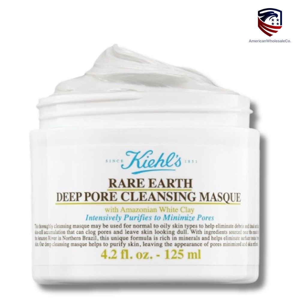 Kiehl's Rare Earth Deep Pore Cleansing Mask, Pore-Minimizing Face Mask for Clogged Pores, Detoxifies & Refines Skin, Absorbs Excess Oil, with Amazonian White Clay & Aloe Vera, for Normal to Oily Skin