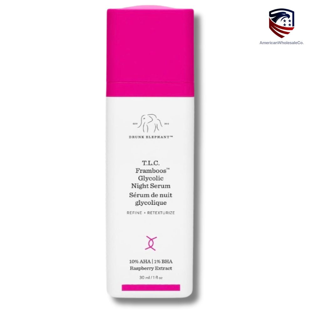 Drunk Elephant T.L.C. Framboos Glycolic Night Serum - Skin Care Brightening Night Serum. Repackaging (30 mL / 1 Fl Oz)