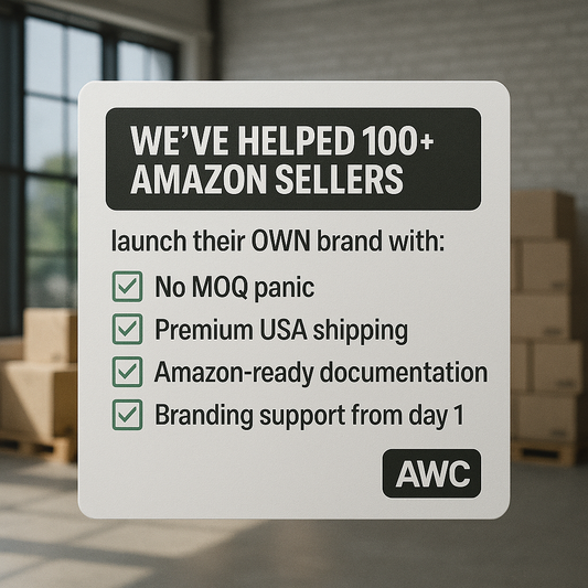 A young Amazon seller surprised while looking at their own private label product on screen, symbolizing brand ownership success in 2025