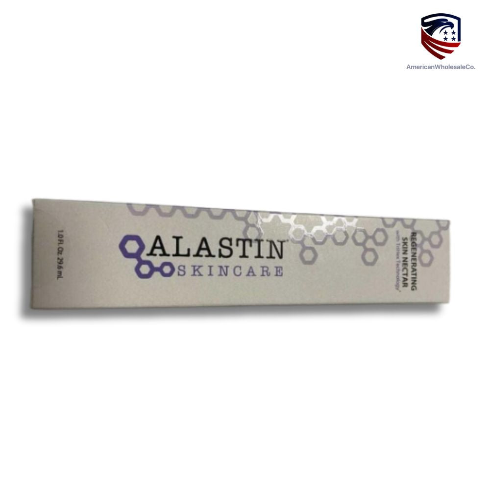 Sealed box of Alastin Skincare Regenerating Skin Nectar with TriHex Technology®, 1 fl oz retail size pump bottle.