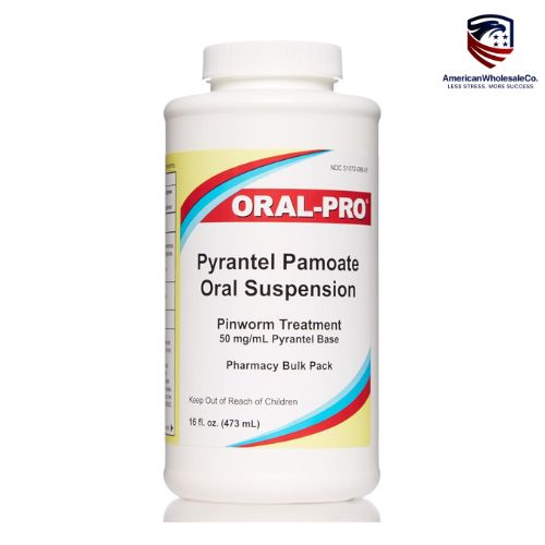 Pyrantel Pamoate Oral Suspension 50mg/mL – Vanilla Custard Liquid Pinworm Treatment by American Wholesale Co