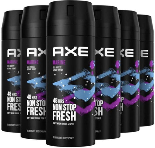 Axe Marine Deodorant Body Spray For Men 150ml / Pack of 6