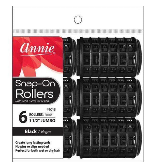Annie Snap-On Rollers Size Jumbo 6Ct Black