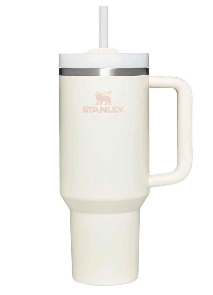 Stanley Quencher H2.0 FlowState Stainless Steel Vacuum Insulated Tumbler with Lid and Straw for Water, Iced Tea or Coffee, Smoothie and More, Cream , 40 oz