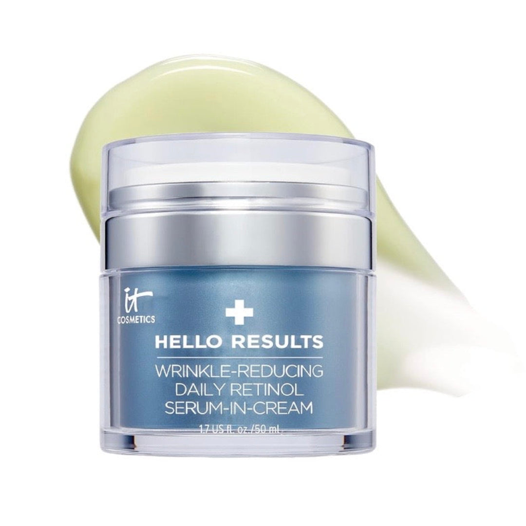 IT Cosmetics Hello Results Wrinkle-Reducing Daily Retinol Serum-in-Cream - Firming & Anti-Aging Retinol Face Cream with Niacinamide, Vitamin B5 & Vitamin E