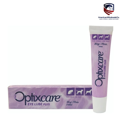 Optixcare Eye Lube + Hyaluron 20g Tube – Veterinary Eye Hydration Gel for Dogs and Cats by American Wholesale Co