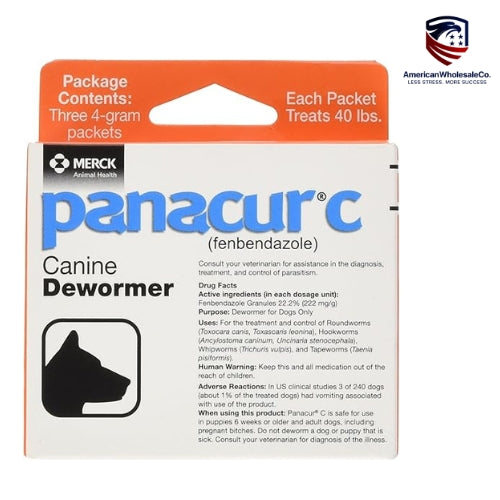 Panacur C Canine Dewormer 3 × 4 g Packets — Veterinary-Trusted Dog Parasite Control for Roundworms, Hookworms & Tapeworms
