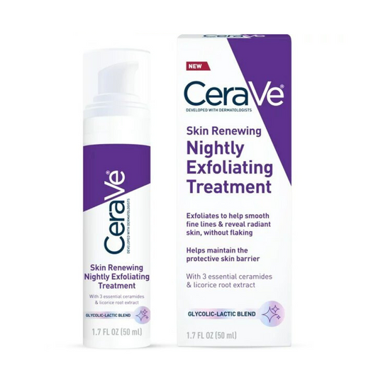 CeraVe Skin Renewing Nightly Exfoliating Treatment | Anti Aging Face Serum with Glycolic Acid, Lactic Acid, and Ceramides| Dark Spot Corrector for Face | 1.7 Oz